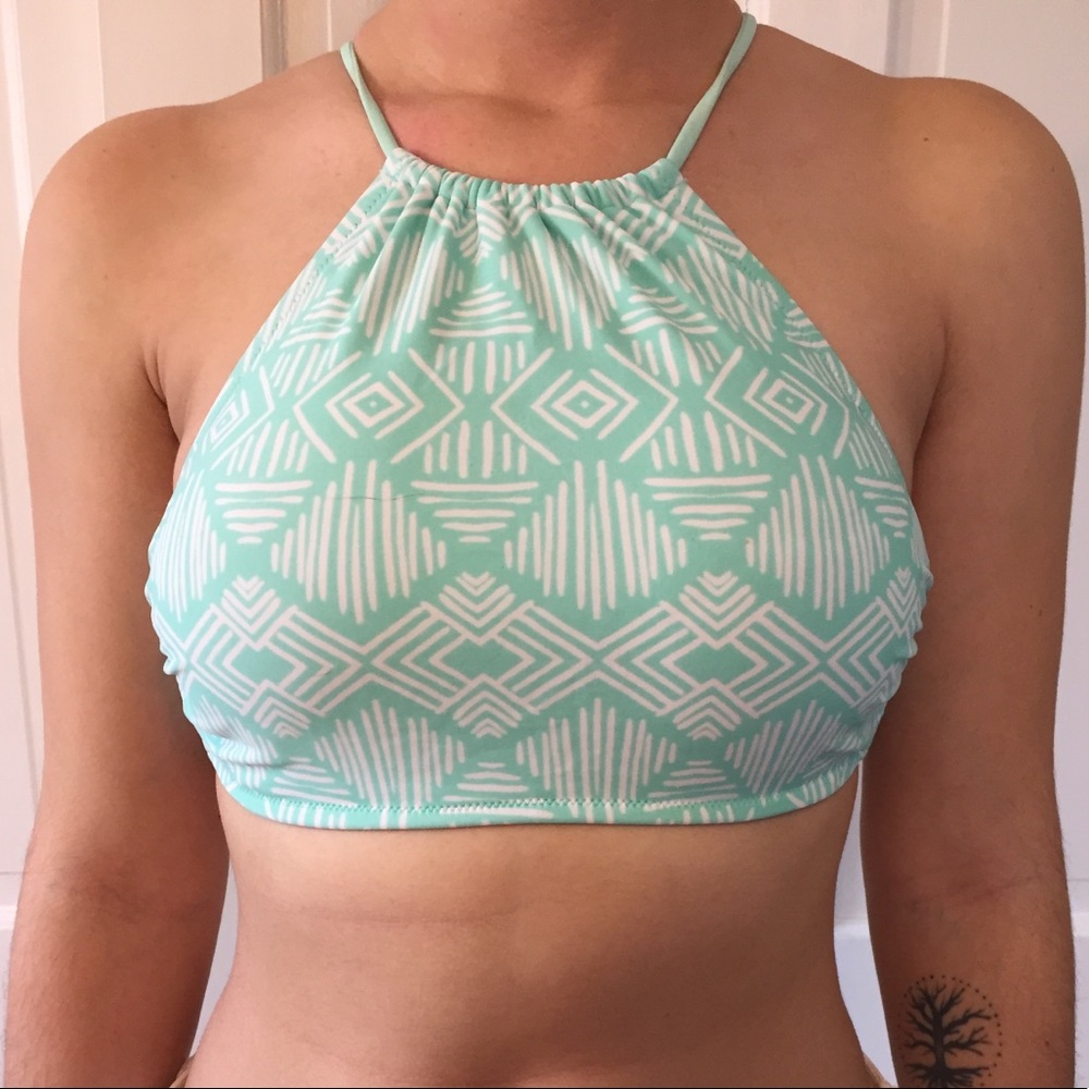 blue swimsuit top